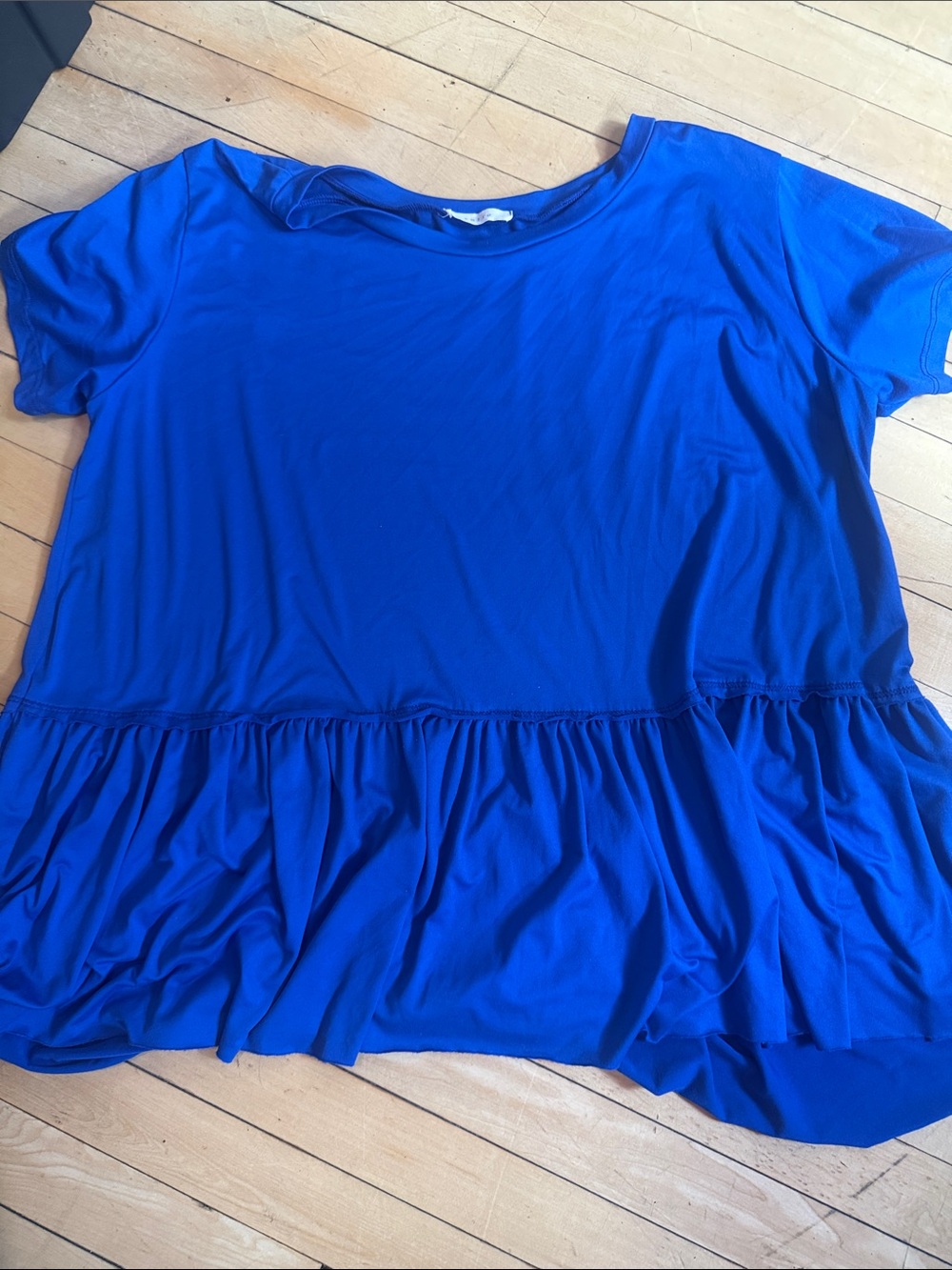 entro Royal Blue Short-Sleeve Ruffle-Hem Tee